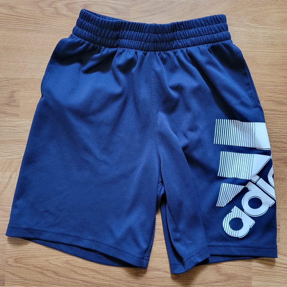 adidas Navy Blue Kids Athletic Shorts with White Logo